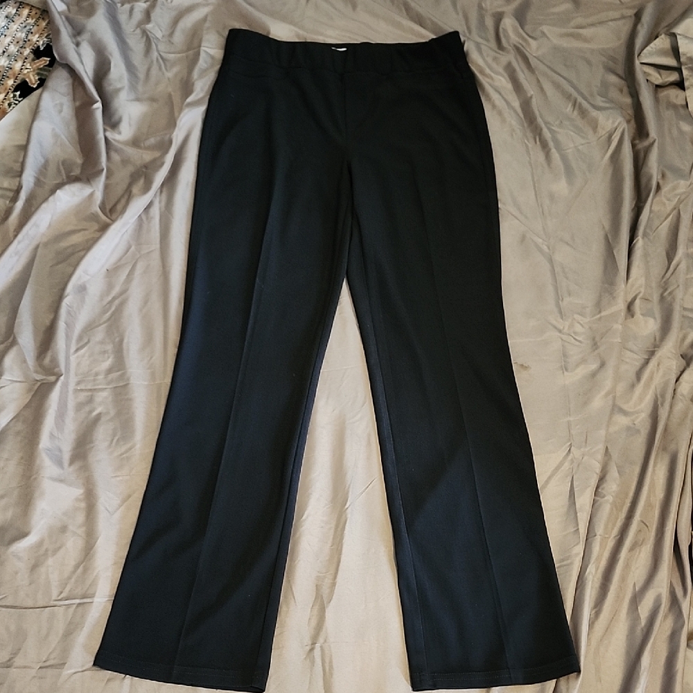 Black Dress Pants with Flare Leg and Pressed Creases